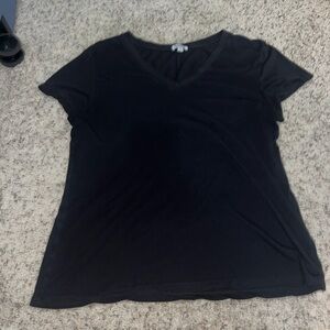 Splendid Black modal Short Sleeve V-Neck Tee